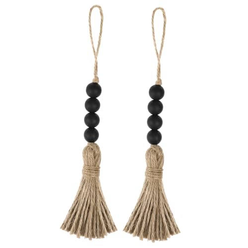 Chaîne de perles de bois fait main pour ornement de porte chaleureux