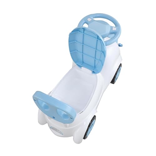 Image of kidsROAR Push Ride On Car for Kids 1-5 Years | Baby Push Car with Music, 3D Lights & Backrest | Premium Ride On Toy Supports Up to 35kg (Cartoon, Blue)