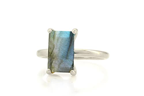 Bague en argent 925 et labradorite véritable pour femme de créateur