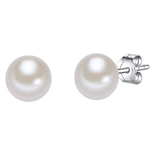 Valero Pearls Clous d'oreilles pour Femme en 925/- Argent sterling Perle de culture d'eau douce env. 7,0-8,0 mm Cover