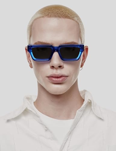Image of Roneyee Rectangle Sunglasses Men Women Trendy Retro Sunglass UV Protection Fashion Acetate Stylish Square