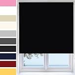 Ev Dekor Blackout Roller Blinds - Black 114 Width 165 cm Drop, Thermal Insulated Fabric Child Safe, Easy to Install and Use Blackout Roller Trimmable Blind UV Protection Home Office Window Blinds