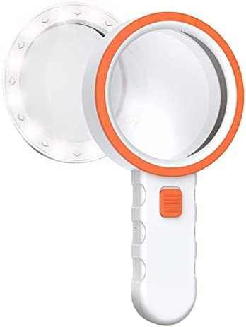 Lupas con luz, Lupa Grande de Mano 30X, Lupa iluminada para Lectura, degeneración Macular, Personas Mayores, Regalos para Personas Mayores,Silver