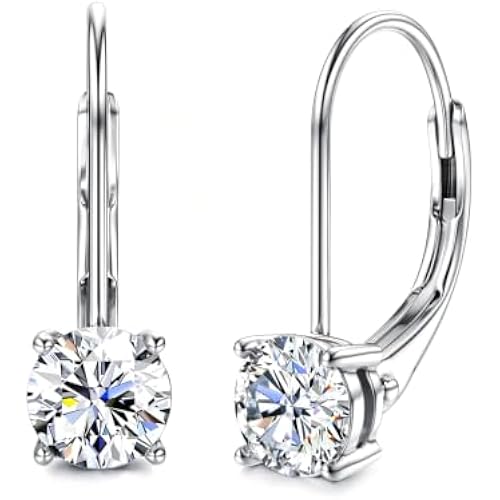 Moissanite Earrings, D Color Sterling Silver Dangle Drop Earrings for Women
