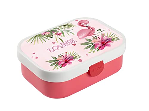 wolga-kreativ Brotdose Flamingo Blumen mit Namen Mepal Campus Obsteinsatz für Mädchen Lunchbox Bento Box personalisiert Bedruckt Brotbüchse Brotdosen Kindergarten Schule thumbnail