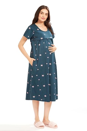 Image of AV2 Women Cotton Printed Maternity Nursing & Feeding Relaxed Fit Nighty -3146