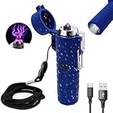 RSBYEプラズマライター USB充電式電子電気 アークライター ライト付き 防水 防風 防ほこり 無火炎 アウトドアライタ.ー 小型で携帯に便利なファッションライタ.ーキャンプ、登山、サイクリング、ハイキング、防災・護身用、夜釣り、誕生日、記念日、プレゼントに最適(探検ブルー) [並行輸入品]