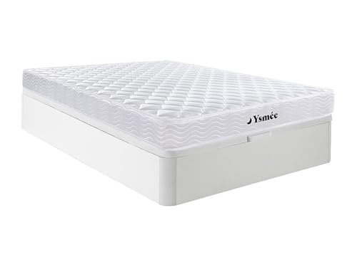 Vente unique Conjunto de somier arcón Blanco + colchón de muelles y viscoelástica de 15 cm   WOLKENLOS de YSMÉE