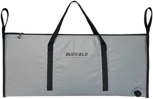 Buffalo Gear Insulated Fish Cooler Bag - 40x18 Inch, Monster Leakproof Waterproof Fish Bag, Keep Ice Cold Up to 48 Hours (Grey)