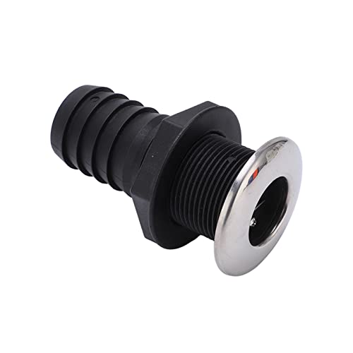 Thru Hull Connector Thru Hull Scupper Boat Water Drain 1 1/2in Through Hull Drain Straight Black with Stainless Steel Cover Flapper for Boats Yachts Ships