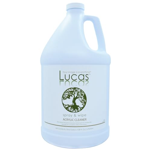 Lucas Acrylic Cleaner, Spray & Wipe for Plexiglass, Acrylic & Non-Porous Surfaces, Streak-Free Ready-to-Use Formula, Alcohol & Ammonia Free Cleaner for Windows, Mirrors & Electronics - 1 Gallon