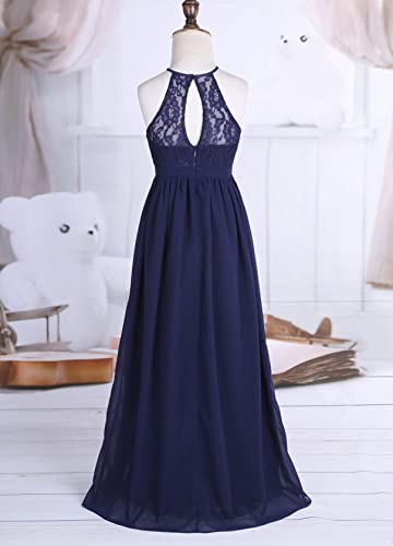 Jhaoyu Kids Girls Lace Floral Halter Neck Maxi Long Dress Bridesmaid Wedding Pageant Party Gown Flower Girls Dress4