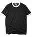 Zengjo Men's Ringer Tee Crewneck Athletic T Shirts Short Sleeve Sport Shirt for Men(Black/White,L)