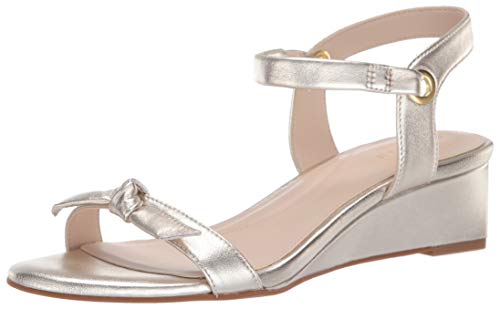 Cole Haan Women's Halsey Wedge Sandal (40MM) Pump, MET. Tumbled Leather Brushed Gold HW, 9 M US