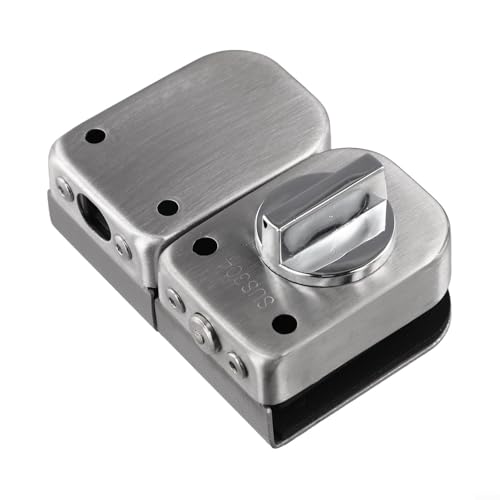 ZiStarlilife - Cerradura de puerta de cristal, sin marco, doble oscilación y seguridad para puertas correderas con sistema de bloqueo fiable de acero inoxidable, para espesor de vidrio de 8 a 12 mm