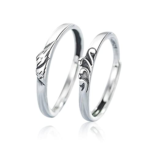 Bague argent S925 sterling couple vintage ajustable homme femme cadeau lover ring