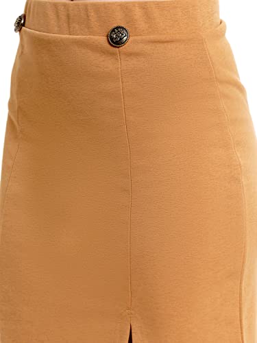 Image of POPWINGS Casual Solid Front Slit Button Styling Pencil Skirt for Women || Formal Mini Pencil Skirt for Women || Stylish Women Pencil Skirt for Summer || Above Knee-Length Skirt for Women
