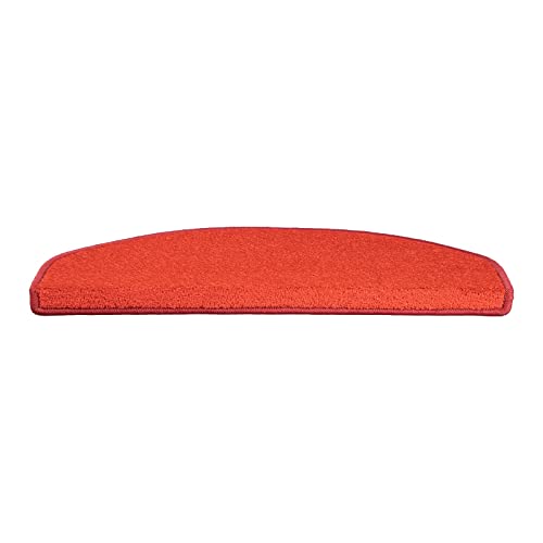 etm Original Stufenmatten Treppen-Teppich 1 Stück - 20 Farben und 20 Modelle zur Auswahl (Rot, Halbrund 65 x 23,5 cm) Dynasty