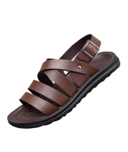 Sandalias de hombre con correa cruzada y hebilla ajustable con suela gruesa para verano