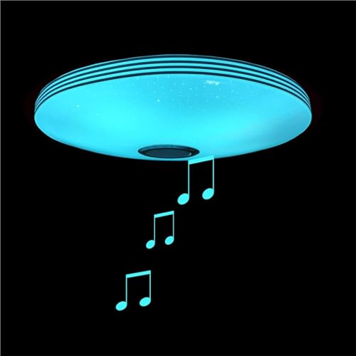 hxoity 40Cm Badezimmer Musik Deckenleuchte IP65 Wasserdichte RGB Farbwechsel Bluetooth Lautsprecher Deckenlampe APP & Fernbedienung Sternenhimmel Lampenschirm Für Küche, Schlafzimmer, Party