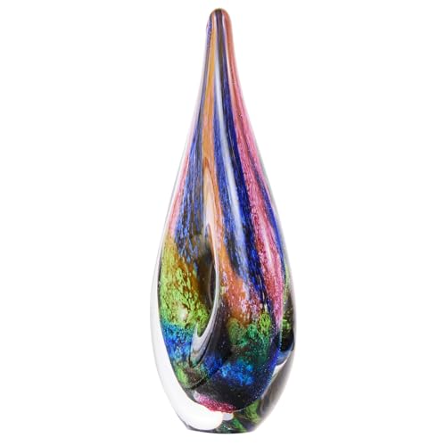 Luxury Lane Hand Blown Abstract Hollow Tear Drop Sommerso Art Glass Sculpture for Home Decor 11.5 inch Tall Centerpiece Table Decoration by Luxury Lane - Image 3
