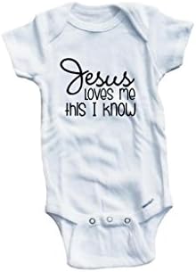 Baby Tee Time Baby Boys' Jesus Loves me One Piece