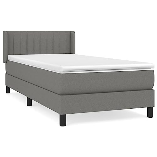 Mhdvray Boxspringbett 80x200 cm dunkelgrau, Lärchenholz, Matratze & Topper, höhenverstellbares