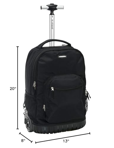 Rockland Single Handle Laptop Rolling Backpack, 19", Black