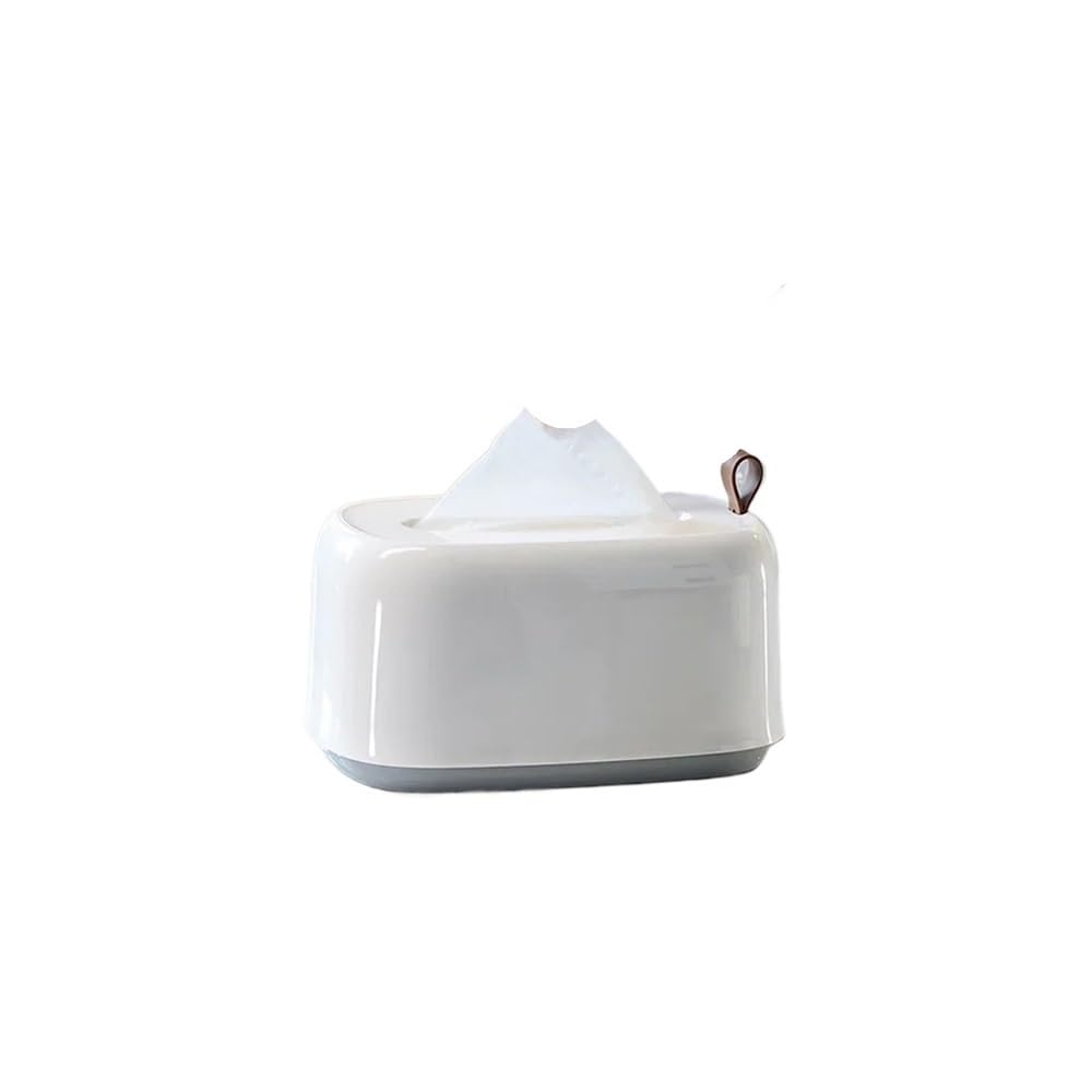 Cream Style Desktop Spring Tissue Box Household Coffee Table Paper Storage Holder Napkin(WHITE)