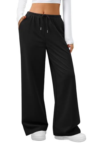 LYHIPSS Sweatpants Women Baggy Wide Leg Lounge Casual Pajama Sweat Pants Black M