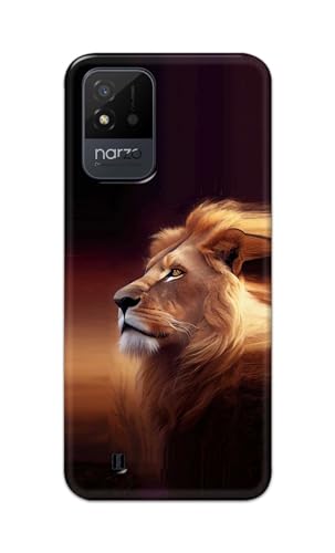 Image of PRINTFIDAA Printed Hard Back Cover Case for Realme Narzo 50i Back Cover (Danger Lion) -112