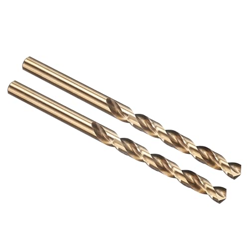 Image of PATIKIL 6.5mm Drill Bit, M35 Cobalt 5% High-Speed Steel Jobber Straight Shank 135° Gold Finish for Stainless Steel Hard Metal - 2 Pack