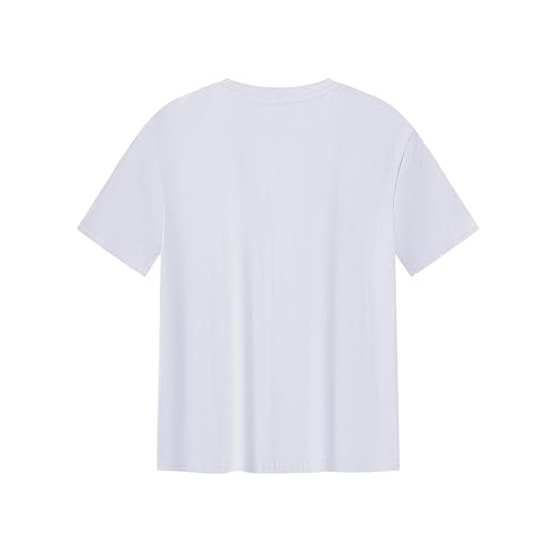 Boy's Graphic T Shirts Tees Floral Letter Short Sleeve Crew Neck T-Shirts Summer Tops White, 8 Years2