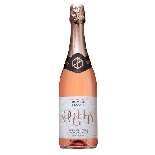 Thomson & Scott Noughty Sparkling Rosé, Alcohol Free, Dealcoholized Non Alcoholic Wine, Light, Apple, Medium Sweetness, Low Acidity, Organic, Low-Sugar, Halal, 0% ABV, 750ml Bottle, 1 Pack