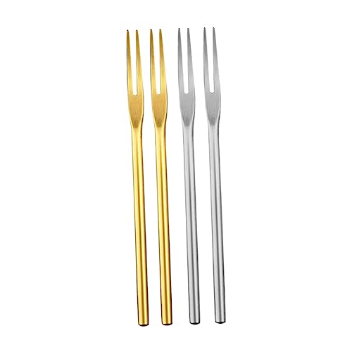 LAPYAPPE 4pcs Creative Stainless Steel Fruit Forks Elegant Cake Forks for Home Banquet Bar Wedding Party Supplies Matte Silver