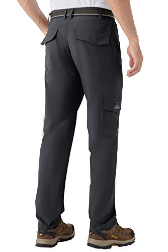 Basudam Men's Cargo Hiking Pants Quick Dry Summer Lightweight Stretch Water Resistant With Pockets Dark Grey 38 #TOP3