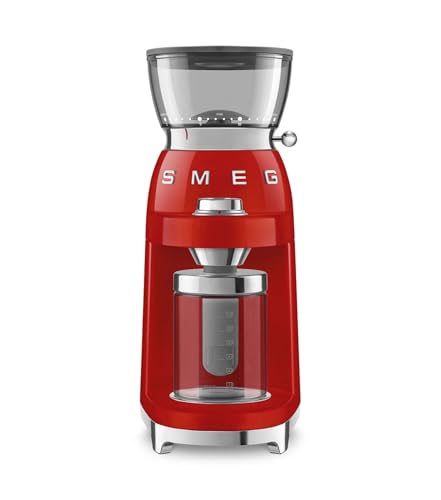 Smeg, Kaffeemühle CGF03RDEU, 15 Mahlgrade, 240-g-Kaffeebohnenbehälter, einstellbare Mahlmenge, mit...