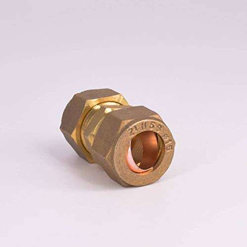 Fit 15mm Tube OD Brass Compression Union Fitting with Copper Ferrule Ring Water Gas Oil