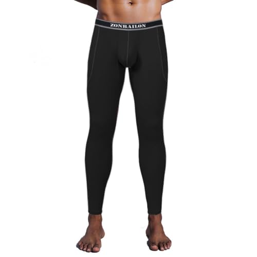 ZONBAILON Men's Thermal Underwear Pants Breathable Soft Long Johns Bottoms with Bulge Pouch