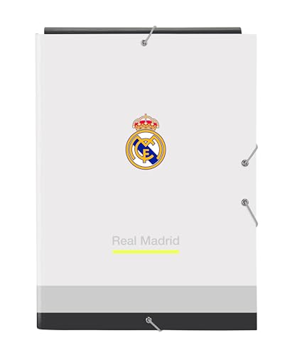 REAL MADRID EQUIPACIÓN 25/26 - Carpeta Folio con 3 Solapas, Ideal para Niños de Diferentes Edades, Cómoda y Versátil, Calidad y Resistencia, 26x36.5 cm