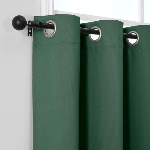 Image of Simplebrand Ever Green Window Valance for Kitchen 14 Inches Long 2 Panels Set, Room Darkening Valance Curtains for Living Room, Grommet Short Privacy Kitchen Curtains for Bedroom Kids Room, 40Wx14L