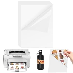 ADERTOS Lot de 50 feuilles autocollant A4 vinyl transparent imprimante jet d'encre laser 297 x 210 mm