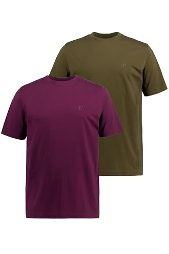 JP 1880 Herren große Größen Übergrößen Menswear L-8XL T-Shirts, Basic, 2er-Pack, Rundhals aubergine 6XL 702637540-6XL