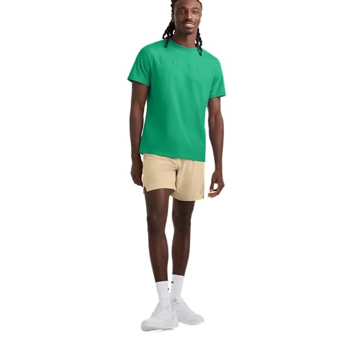 Image of Champion Men's Graphic Short Sleeve T-Shirt, Standard Fit, Tonal Script Logo, Midweight 100% Cotton