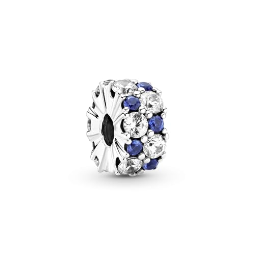 Pandora Clips de fila brillantes atemporales de plata y pedrería fina