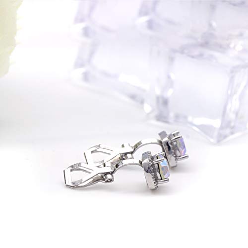 YOQUCOL 7mm Cubic Zirconia Crystal Clip On Square Non Pierced Stud Earrings For Women4