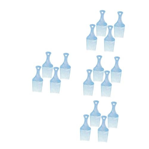 Peigne à dents larges bleu pour cheveux bouclés, fini les nœuds et la barbe emmêlée, 16 pcs