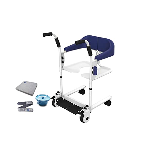 Bathroom Wheelchair, Patient Lift for Home W/ 180° Split Seat, Bedside Commode W/Cushion & Potty, Seat Lifter, Multi-level Adjus
