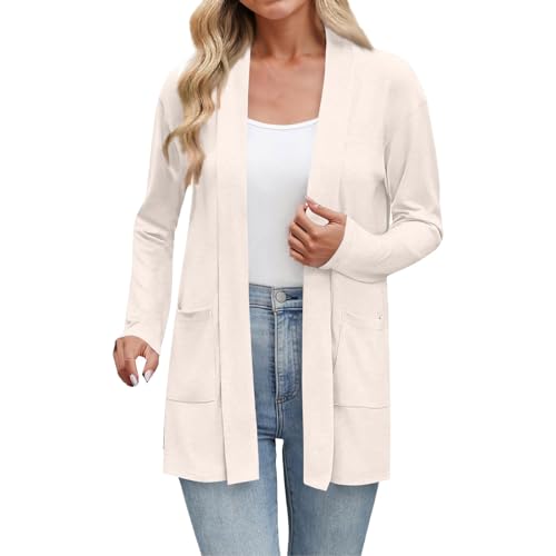 Women's Lightweight Cardigan Sweaters Open Front Long Sleeve Casual Loose Thin Cardigans with Pockets2