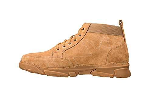 CALTO Men's Invisible Height Increasing Elevator Shoes - Nubuck Desert Tan Lace-up Work Boots - 2.9 Inches Taller - K50131- Size 6 D(M) US3